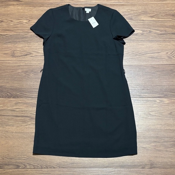 🔥🔥🔥J. Crew Black Midi Sheath Dress Crew Neck Short Sleeve Size:12🔥🔥🔥 - Picture 1 of 8
